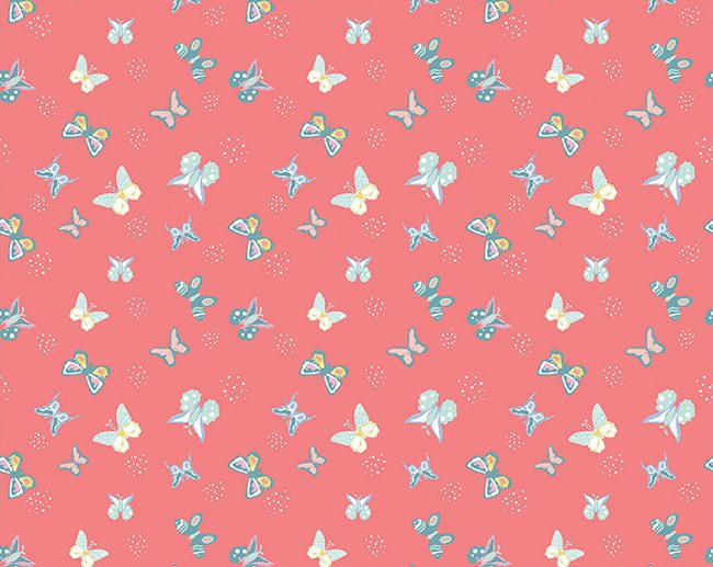 Tecido Poppy and Posey Borboletas Coral | Riley Blake