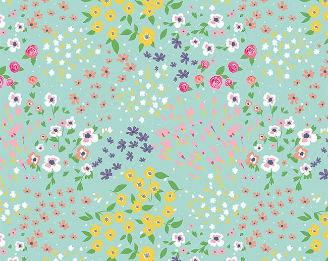 Tecido Poppy and Posey Garden Floral Menta | Riley Blake