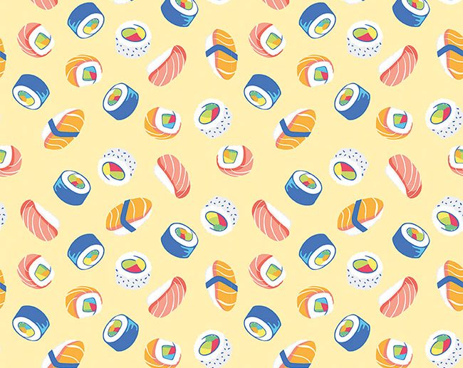 Tecido Rainbowfruit How we Roll Sushi Amarelo | Riley Blake