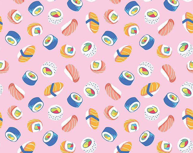 Tecido Rainbowfruit How we Roll Sushi Rosa Pétala | Riley Blake