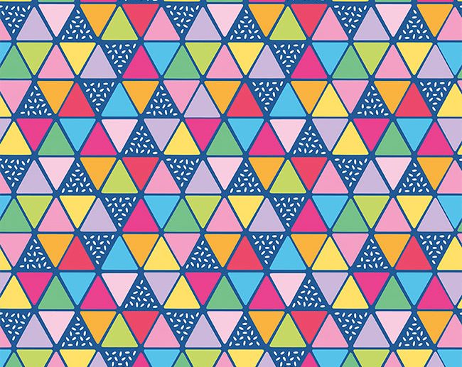 Tecido Rainbowfruit Triângulos Multicor Azul | Riley Blake