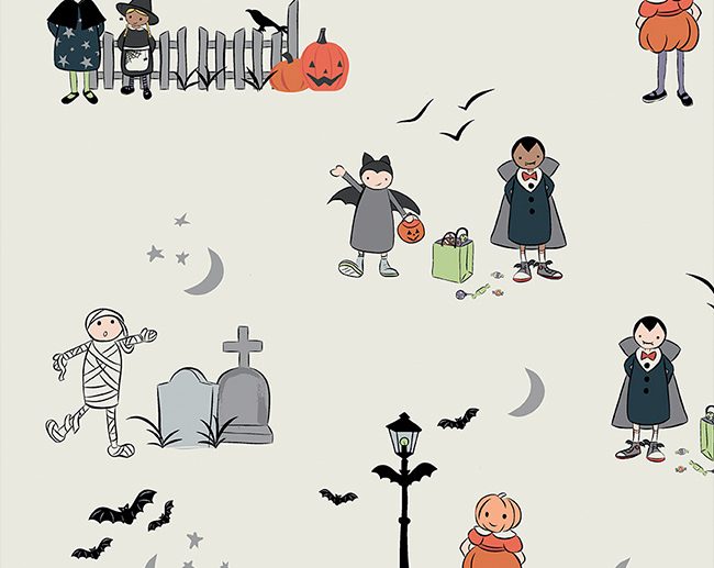 Tecido Spooky Hollow Crianças Disfarces Casca de Ovo Glitter Prateado | Riley Blake