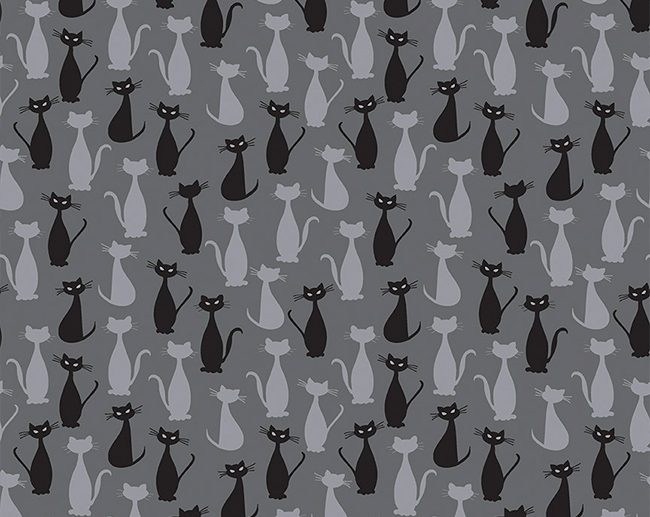 Tecido Spooky Hollow Gatos Carvão Glitter Prateado | Riley Blake