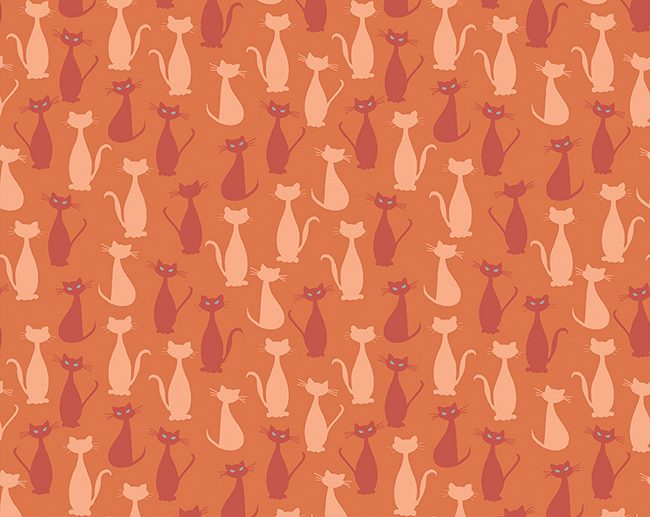 Tecido Spooky Hollow Gatos Laranja Glitter Prateado | Riley Blake