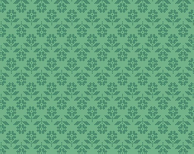 Tecido Stitch Flores Ponto Costura Verde Pinho | Riley Blake