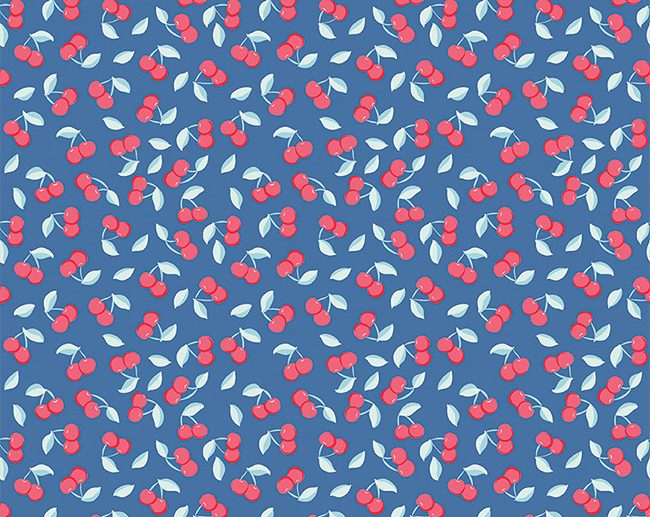 Tecido Summer Picnic Cerejas Azul | Riley Blake