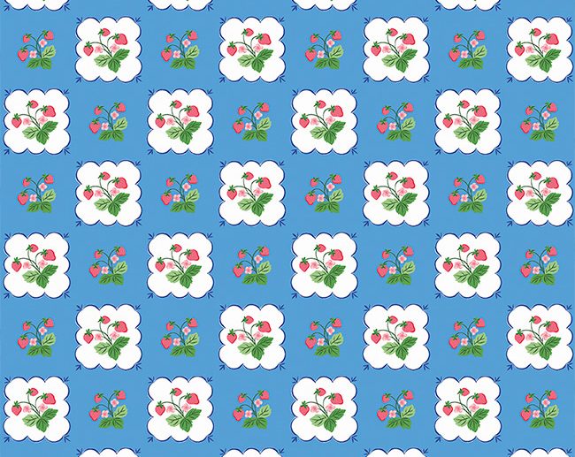 Tecido Summer Picnic Toalha Morangueiro Azul Mirtilo | Riley Blake