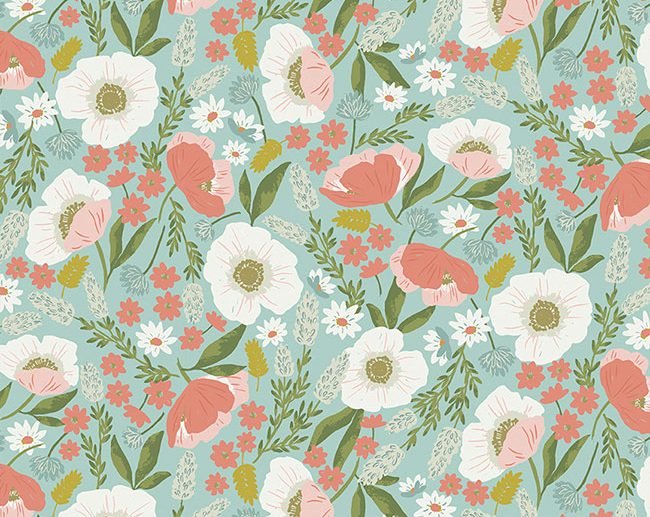 Tecido Tea with Bea Main Floral Céu | Riley Blake