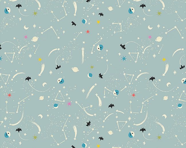 Tecido Tiny Treaters Milky Way Universo Cinza | Riley Blake