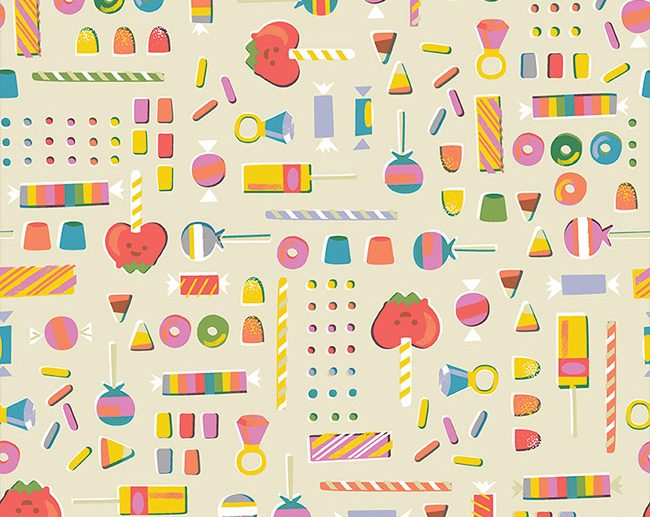 Tecido Tiny Treaters Retro Candy Doces Creme | Riley Blake