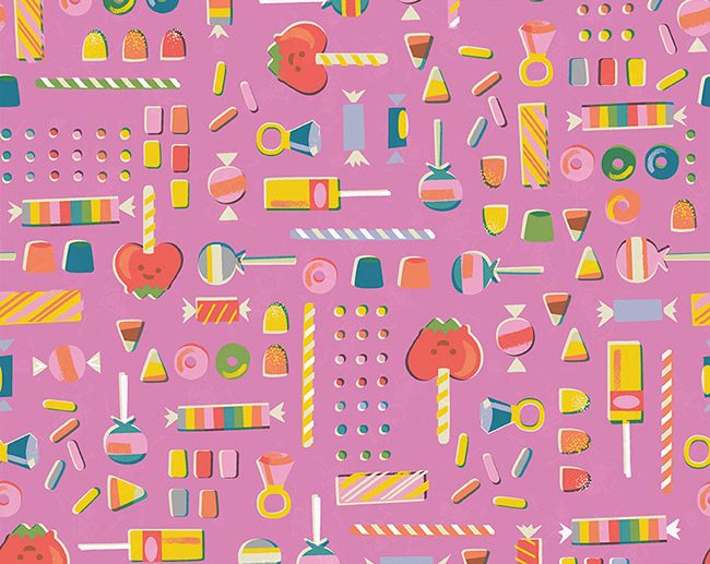 Tecido Tiny Treaters Retro Candy Doces Rosa | Riley Blake