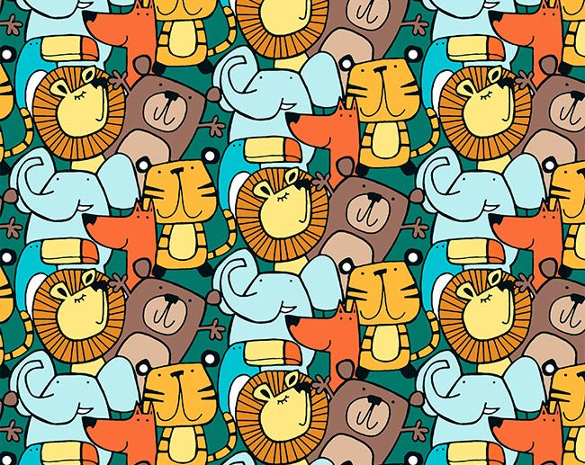 Tecido Zanimo Animais Selva Cartoon Multicor