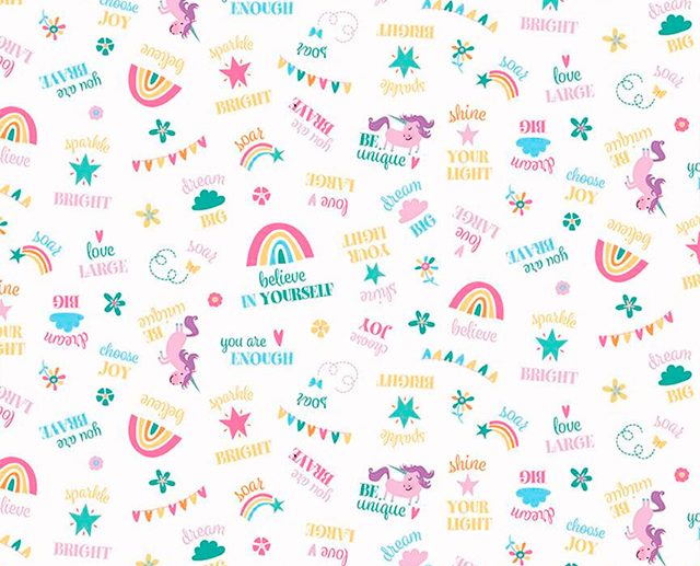 Tecido Unicorn Kingdom Be You Branco | Riley Blake