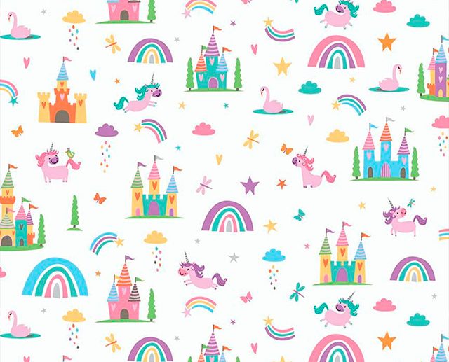 Tecido Unicorn Kingdom Main Branco | Riley Blake