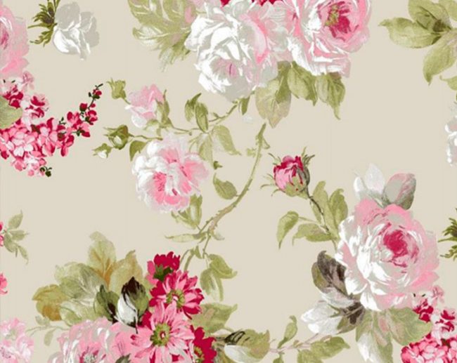 Loneta Eliana Floral Rosa