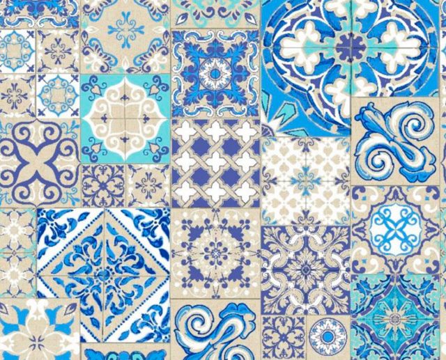 Loneta Estela Azulejos Azul