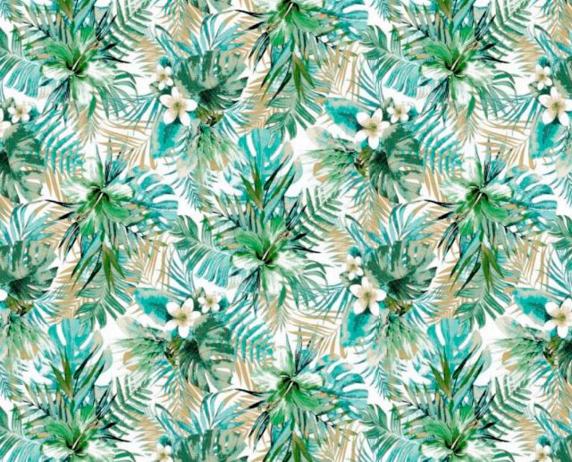Loneta Yunga Floral & Ambiente Tropical Verde