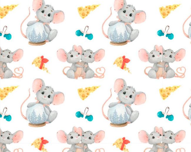 Tecido Fantasia Ratinhos & Globos de Neve