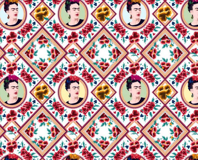 Tecido Frida Kahlo Floral & Losangos