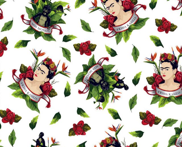 Tecido Frida Kahlo Macacos & Folhas