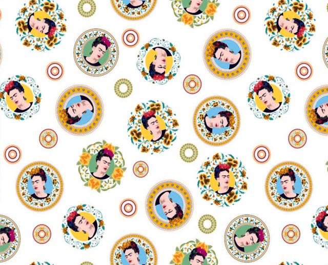 Tecido Frida Kahlo Mandalas Coloridas