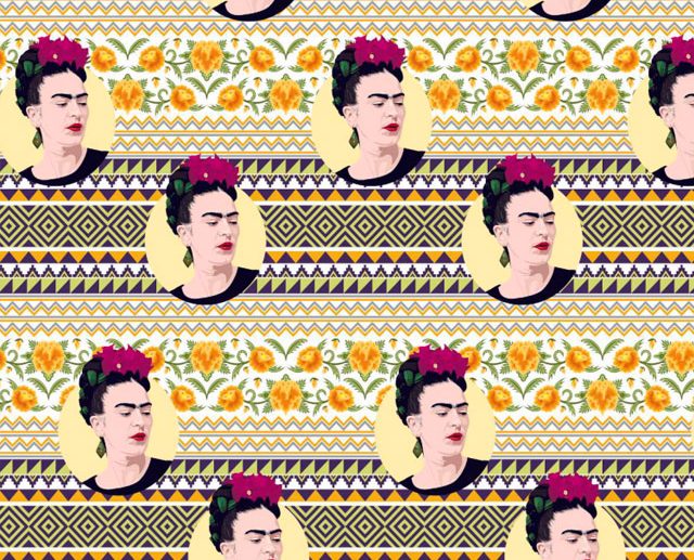 Tecido Frida Kahlo Riscas Padrões Étnicos Multicor