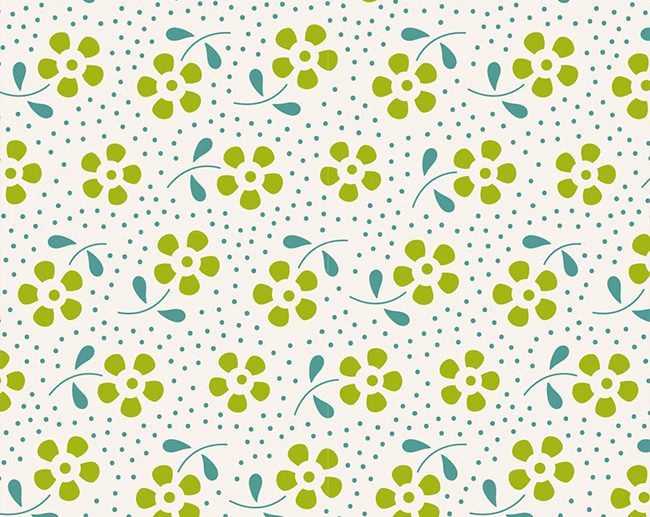 Tecido Meadow Green Flores Verde & Branco | Tilda