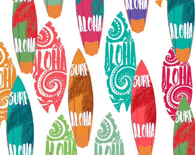 Tecido Waikiki 4 Aloha Pranchas de Surf Multicor