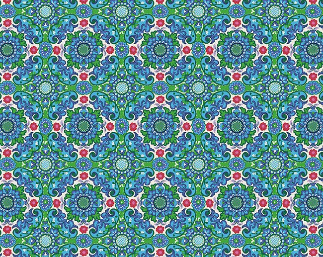 Tecido Arabesco Barroco Turquesa & Verde | Poppy