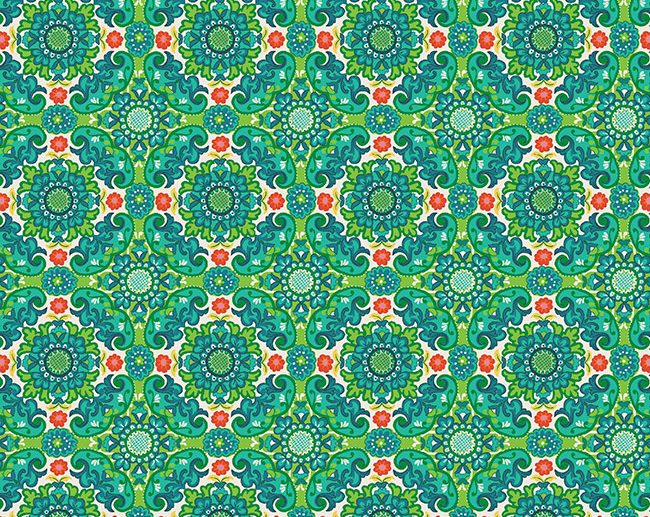 Tecido Arabesco Barroco Verde | Poppy