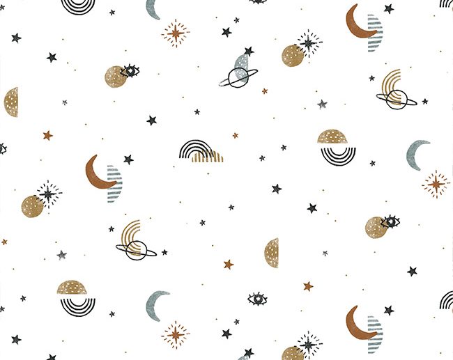 Tecido de Algodão Orgânico Modern Cosmos Branco | Poppy