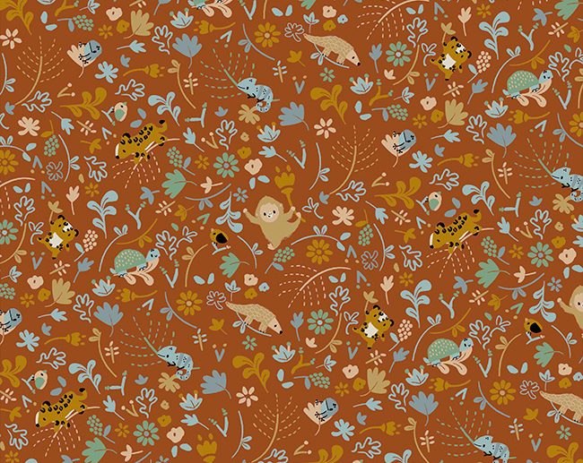 Tecido de Algodão Orgânico Natural Baby Jungle Terracota | Poppy