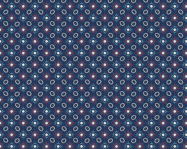Tecido Emma Sparkle Abstracto Étnico Azul Escuro | Poppy