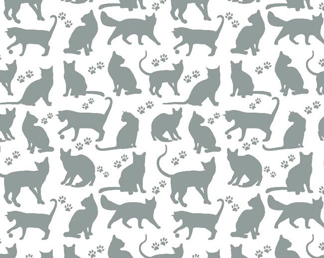 Tecido Fantasia Gatos Branco & Cinza