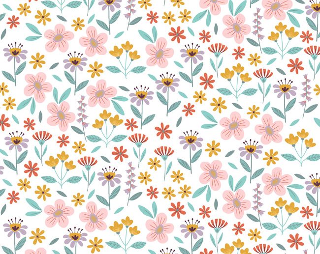 Tecido Floral Jardim Delicado Branco | Poppy