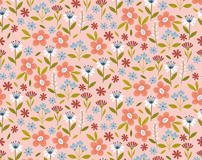Tecido Floral Jardim Delicado Rosa | Poppy