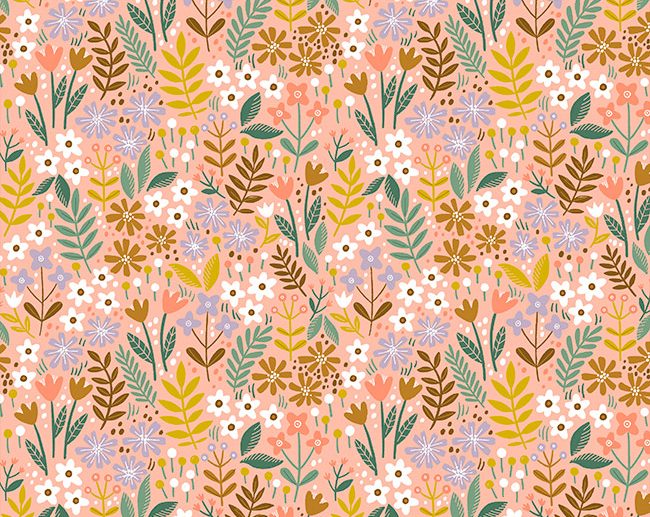Tecido Floral Jardim Preenchido Rosa | Poppy