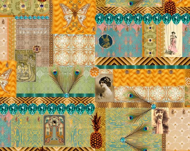 Tecido Impresso Half Panama Art Deco Ritz Vintage