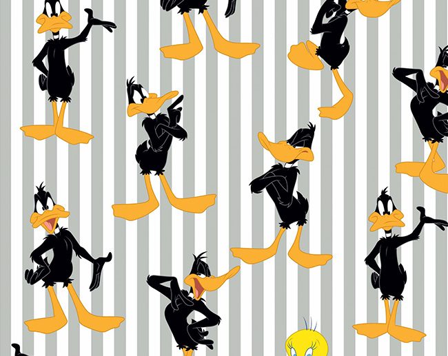 Tecido Looney Tunes Tweety & Duck Riscas