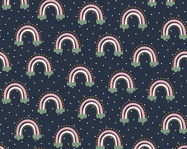 Tecido Lovely Rainbow Story Arco-Íris Azul Marinho/Navy | Poppy