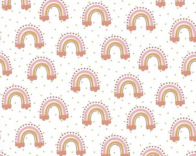 Tecido Lovely Rainbow Story Arco-Íris Branco | Poppy