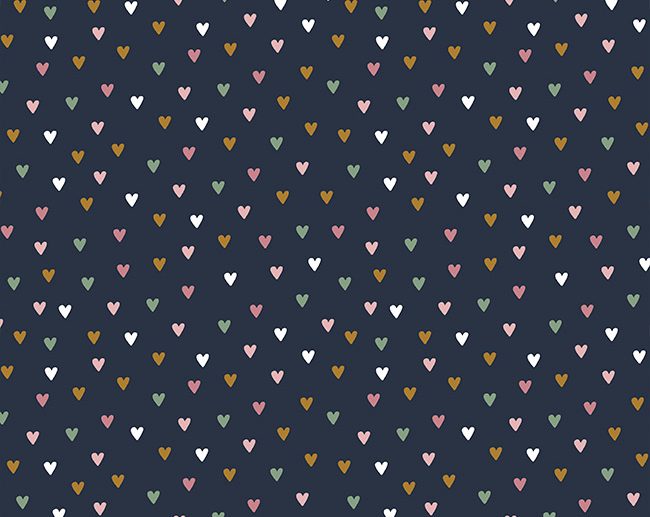 Tecido Lovely Rainbow Story Corações Azul Marinho/Navy | Poppy