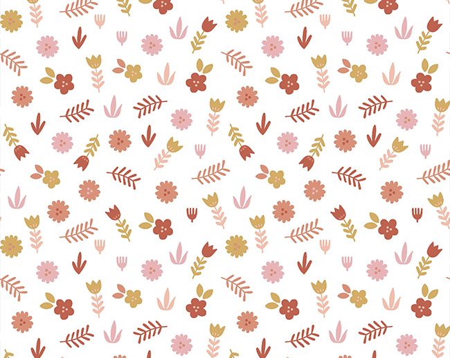 Tecido Lovely Rainbow Story Flores & Ramagens Branco | Poppy