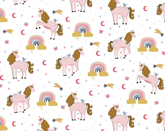 Tecido Magic Rainbow Unicorn Branco | Poppy