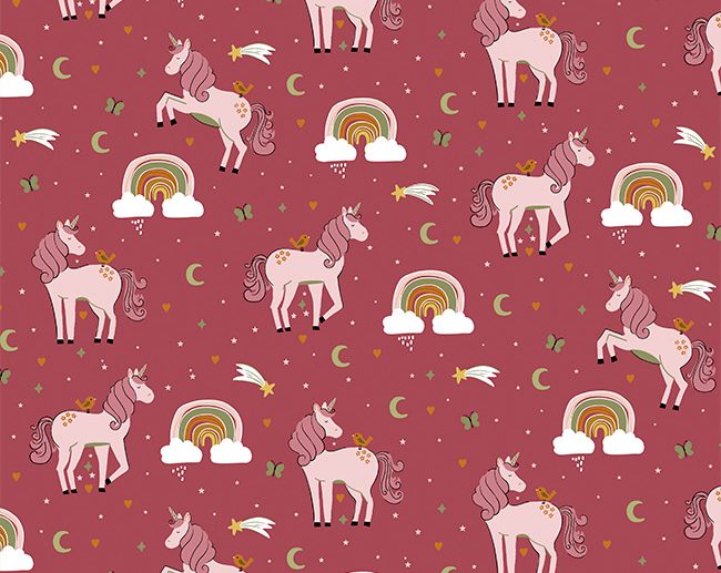 Tecido Magic Rainbow Unicorn Rosa Blush | Poppy
