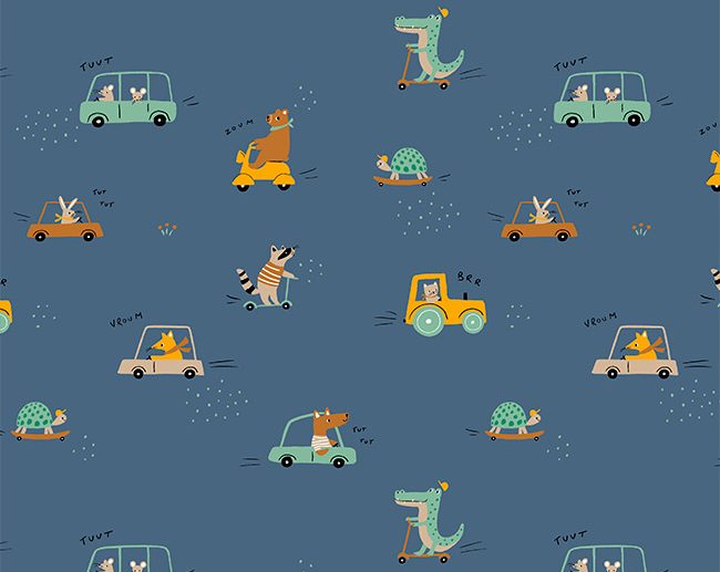 Tecido Speedy Animals Azul | Poppy