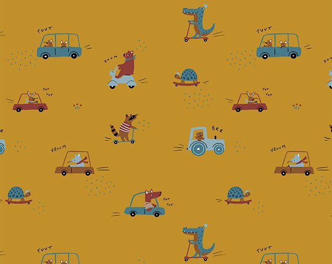 Tecido Speedy Animals Mostarda/Ocre | Poppy
