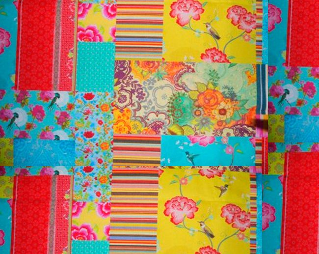 Tecido Impresso Half Panama Patchwork Vintage Colorido