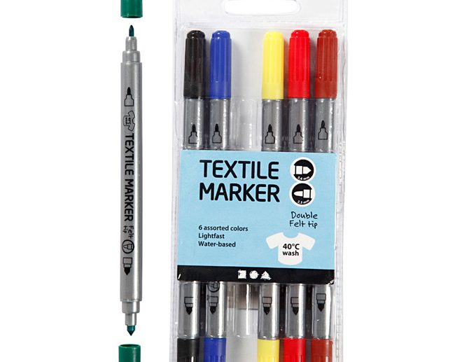 Set 6 Marcadores para Pintar Tecido Ponta-dupla 2.3/3.6mm