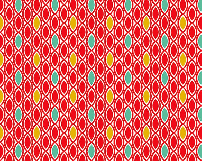 Tecido Ada Geométrico Abstracto Vermelho